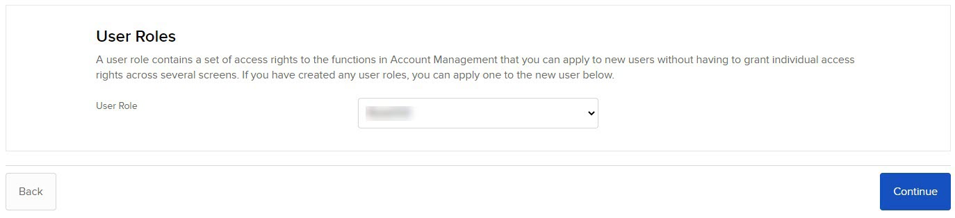 Image of the user roles panel in portal. 